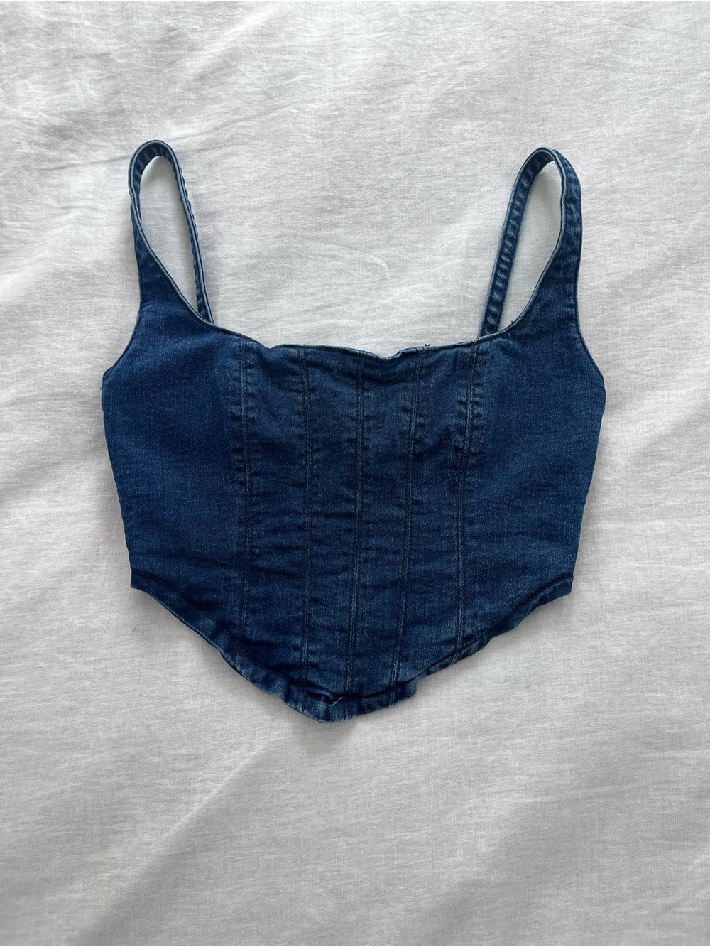 Zara Dark Blue Denim Corset Tank Top